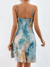 Marble Print Draped Collar Chiffon Cami Dress